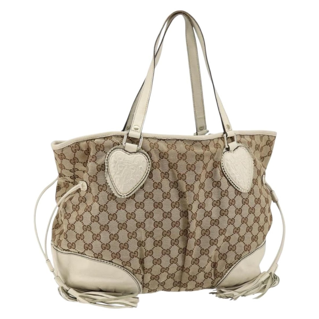 GUCCI GG Canvas Beige Gold Tote Bag 211954 Auth Italy: GUCCI GG Canvas Beige Gold Tote Bag 211954 Auth Italy This authentic GUCCI GG Canvas Tote Bag combines luxury with practicality, featuring a stylish beige and gold color scheme. Crafted in Italy, the
