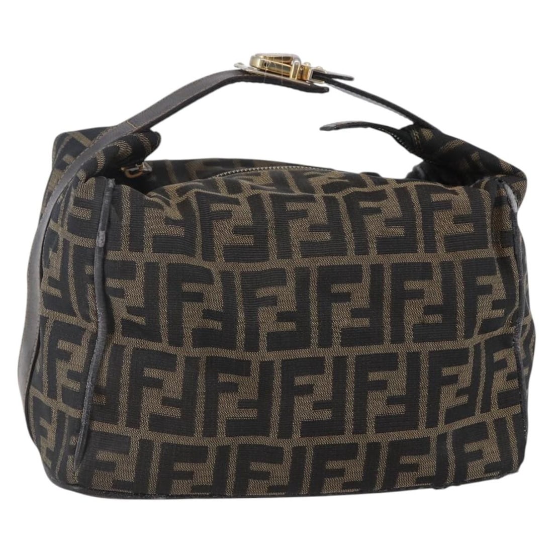 Fendi Zucca Canvas Hand Bag Black Brown Made in Italy: Fendi Zucca Canvas Hand Bag Black Brown Made in Italy Introducing the FENDI Zucca Canvas Vanity Hand Bag in a striking black and brown color scheme. Crafted in Italy, this stylish handbag features the