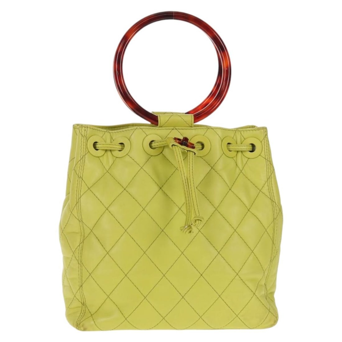 CHANEL Matelasse Yellow Lambskin Hand Bag with Dust Bag Auth 143163V (1 of 18)