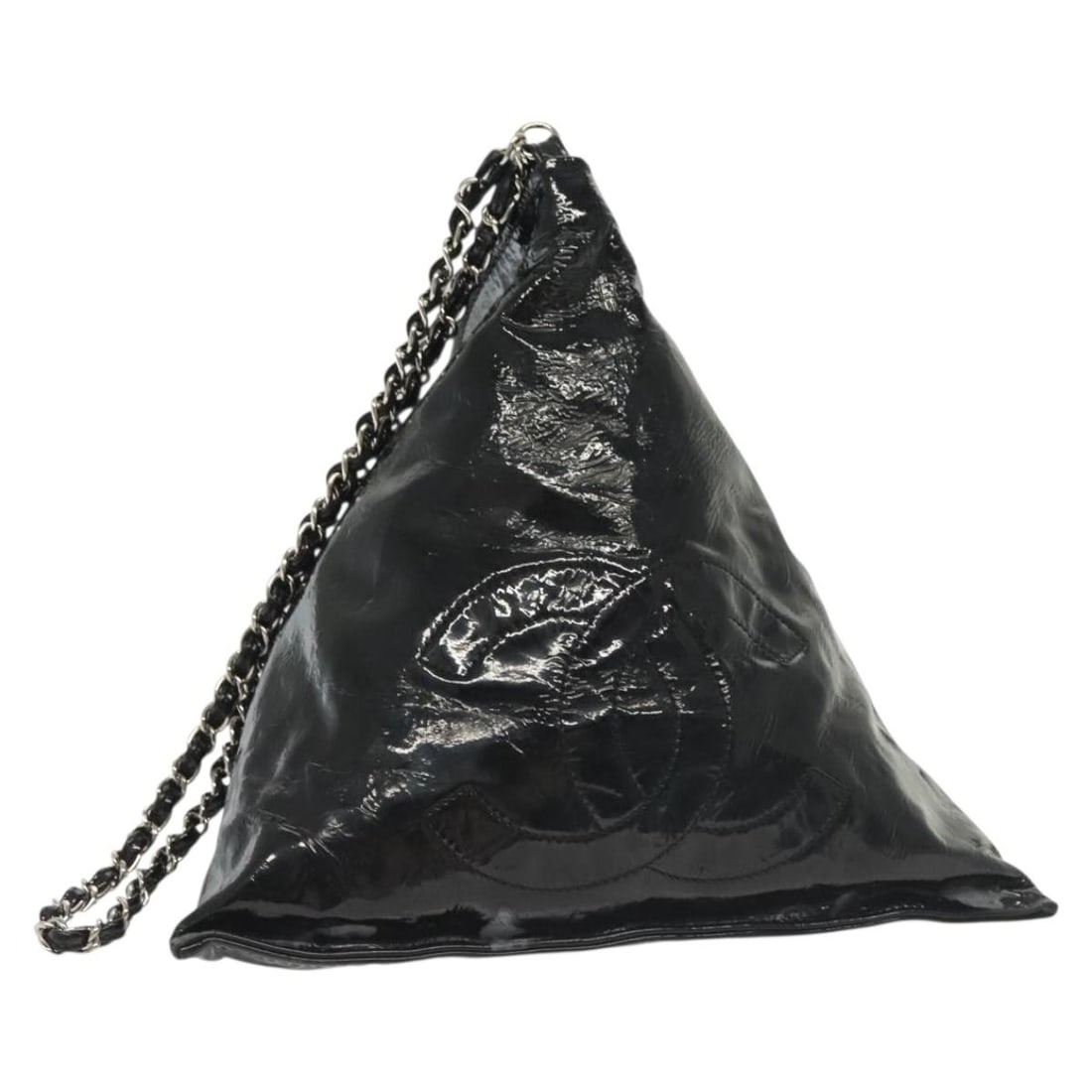 CHANEL Black Silver Enamel Chain Shoulder Bag Auth 140118 Italy: CHANEL Black Silver Enamel Chain Shoulder Bag Auth 140118 Italy This elegant CHANEL Chain Shoulder Bag features a striking combination of black and silver enamel. Crafted in Italy, this stylish should