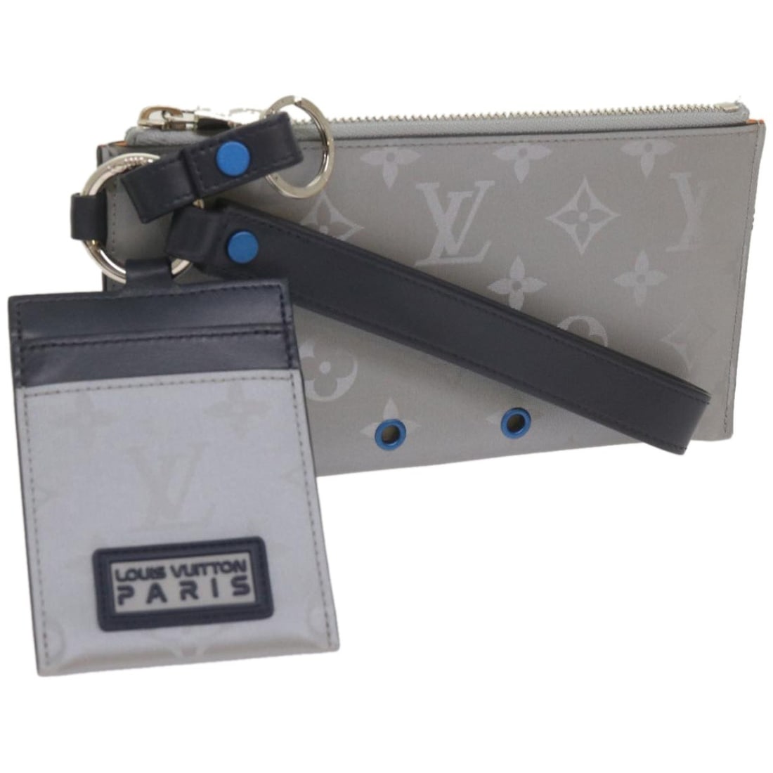 LOUIS VUITTON Monogram Satellite Alpha Pouch Silver M44178 Auth: LOUIS VUITTON Monogram Satellite Alpha Pouch Silver M44178 Auth Introducing the LOUIS VUITTON Monogram Satellite Alpha Pouch, a stylish accessory designed for practicality and elegance. Crafted from p