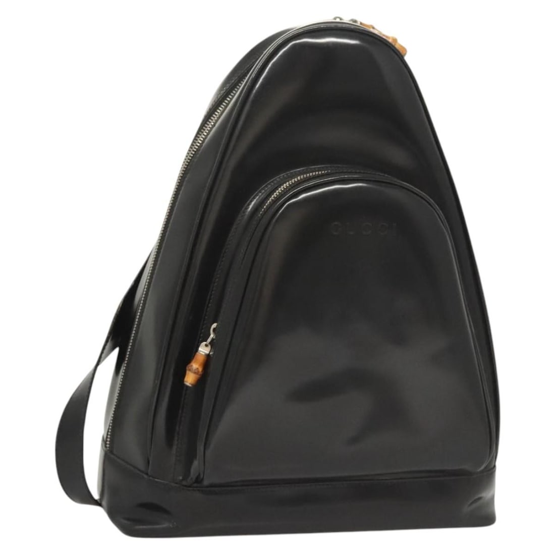 GUCCI Bamboo Shoulder Bag Black Silver Enamel 003 3444 0027 Auth: GUCCI Bamboo Shoulder Bag Black Silver Enamel 003 3444 0027 Auth This authentic GUCCI Bamboo Shoulder Bag is a stylish accessory crafted in Italy. Made from high-quality enamel, it features a sleek bl