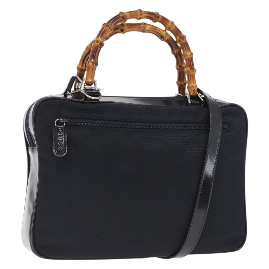 Gucci Black Nylon Bamboo Two Way Handbag With Silver Hardware and Strap (1 of 18)