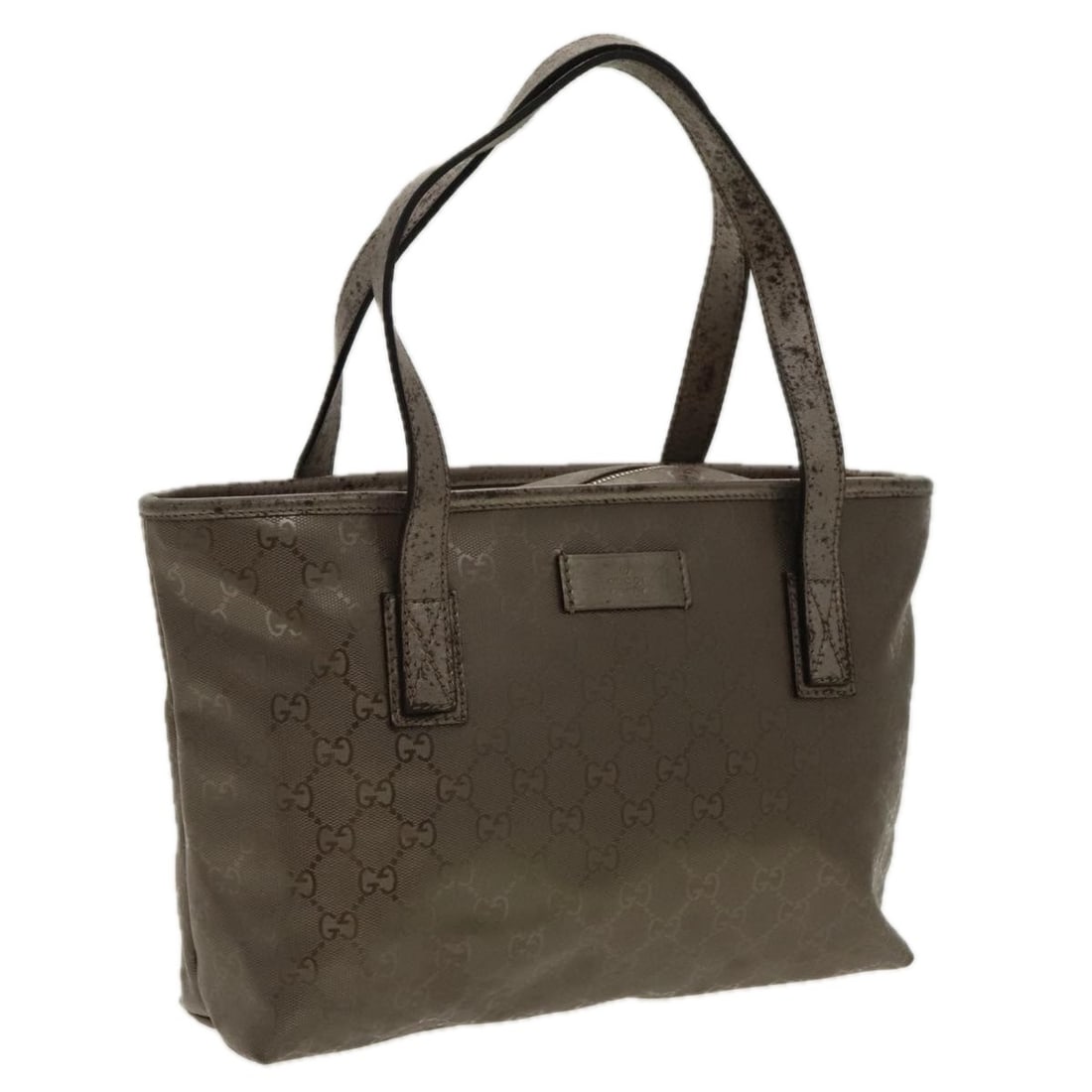 GUCCI GG Implementation Silver Metallic Tote Bag 211138 Authentic: GUCCI GG Implementation Silver Metallic Tote Bag 211138 Authentic This authentic GUCCI GG implementation Tote Bag is crafted from durable GG Canvas in a striking silver metallic color. It features a s