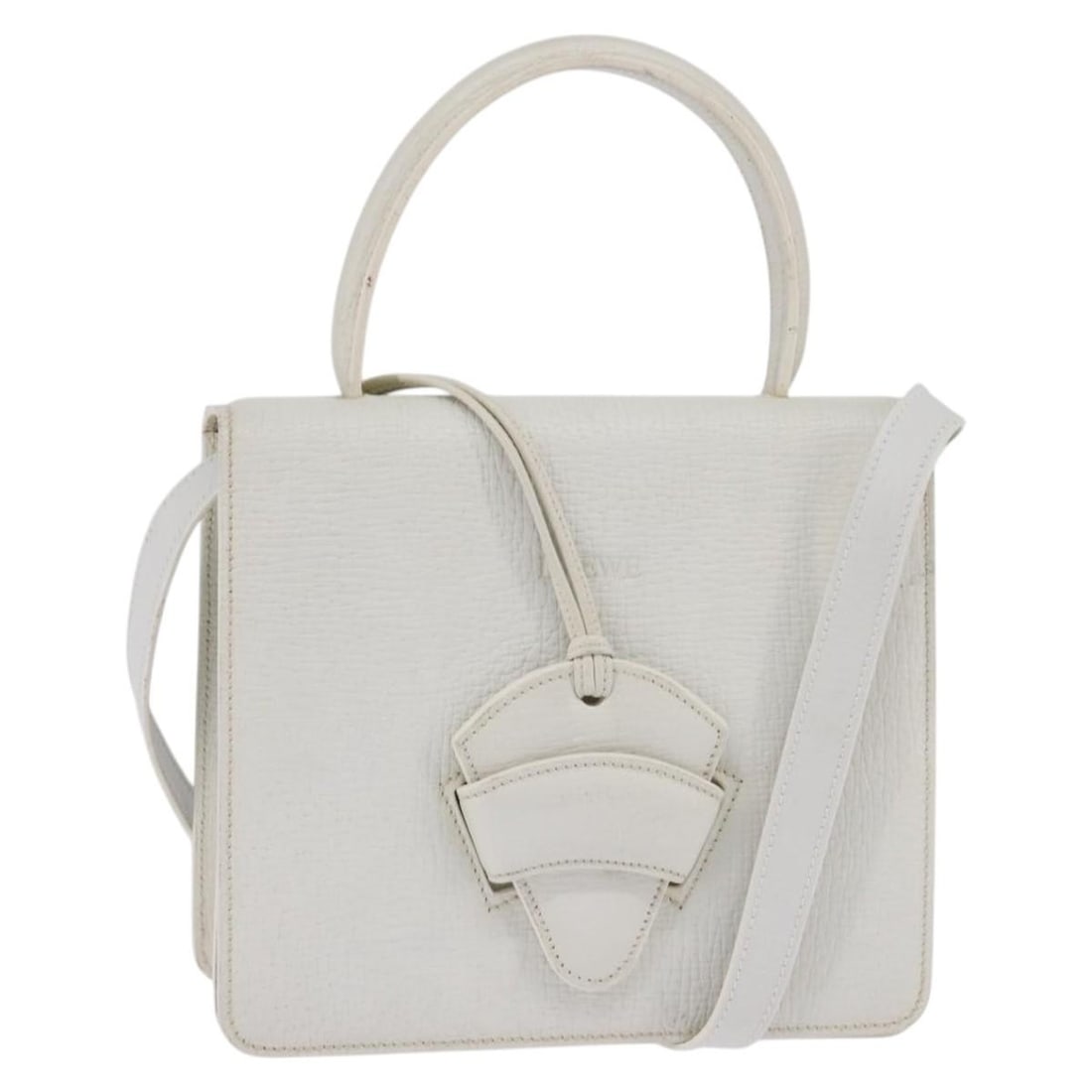 LOEWE Barcelona White Gold Leather Hand Bag Auth 147666: LOEWE Barcelona White Gold Leather Hand Bag Auth 147666 This LOEWE Barcelona Hand Bag in a stunning white and gold color scheme is crafted from high-quality leather, making it both stylish and durable