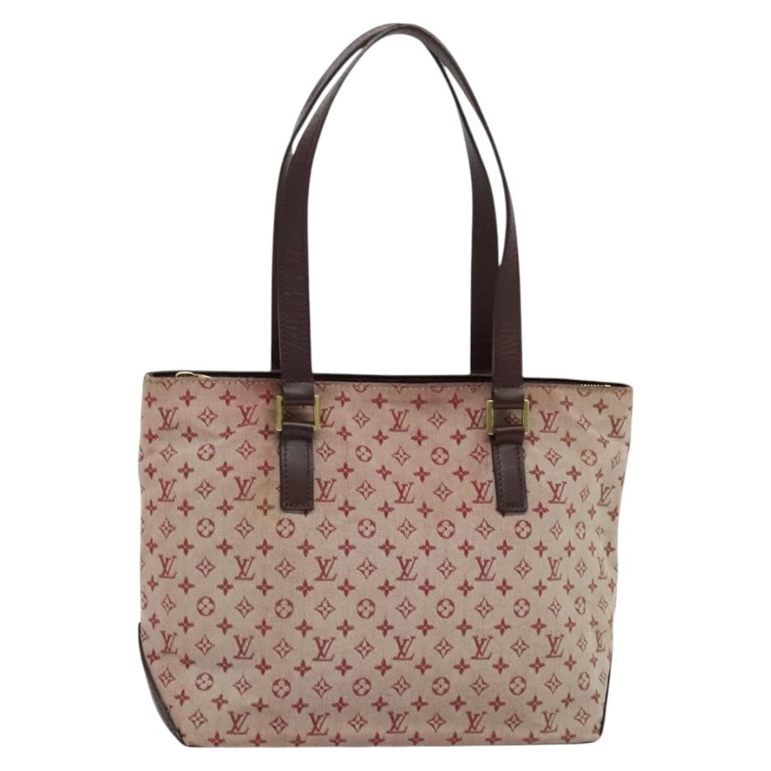 Authentic LOUIS VUITTON Monogram Mini Cabas Tote Bag Rouge: Authentic LOUIS VUITTON Monogram Mini Cabas Tote Bag Rouge This authentic Louis Vuitton Monogram Mini Cabas Piano Tote Bag in striking Rouge is a stylish accessory that showcases the brand's iconic de