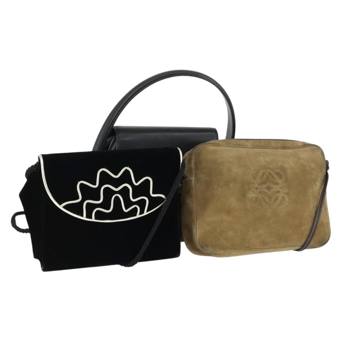 Givenchy black and beige suede shoulder bag set with dust bag: Givenchy black and beige suede shoulder bag set with dust bag This Givenchy shoulder bag set includes three pieces crafted from black and beige suede velour leather. Made in Italy, the set comes with