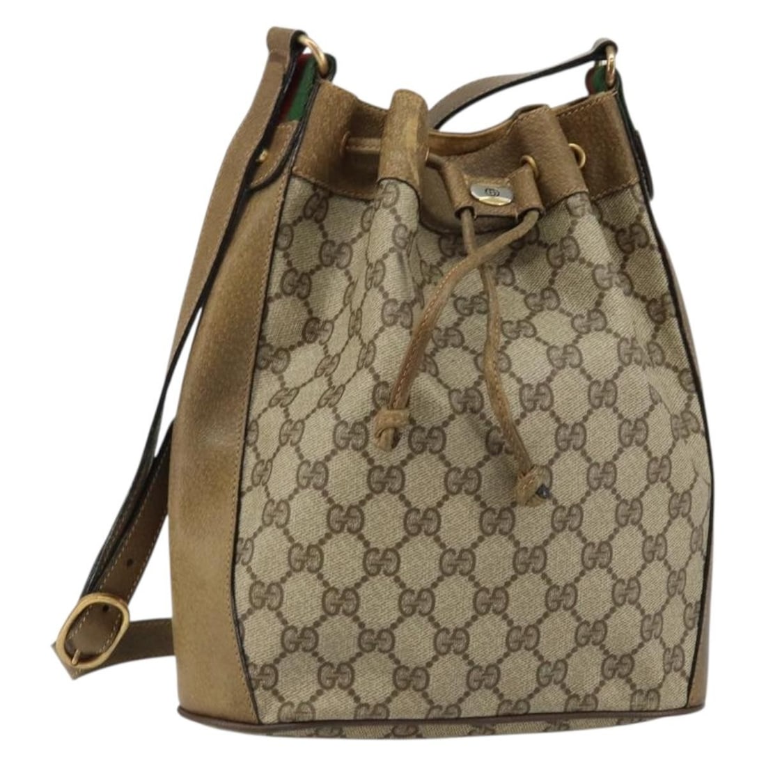 GUCCI GG Supreme Sherry Line Shoulder Bag Beige Gold PVC Italy 14 02 034 Auth: GUCCI GG Supreme Sherry Line Shoulder Bag Beige Gold PVC Italy 14 02 034 Auth Elevate your style with the GUCCI GG Supreme Web Sherry Line Shoulder Bag, a luxurious accessory that embodies Italian cra