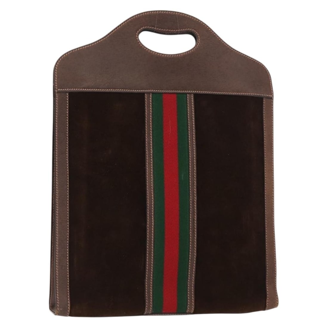 GUCCI Brown Leather Suede Sherry Line Hand Bag BA8488 Italy: GUCCI Brown Leather Suede Sherry Line Hand Bag BA8488 Italy Introducing the GUCCI Web Sherry Line Hand Bag, an exquisite piece crafted in Italy from high-quality brown leather. This stylish hand bag f