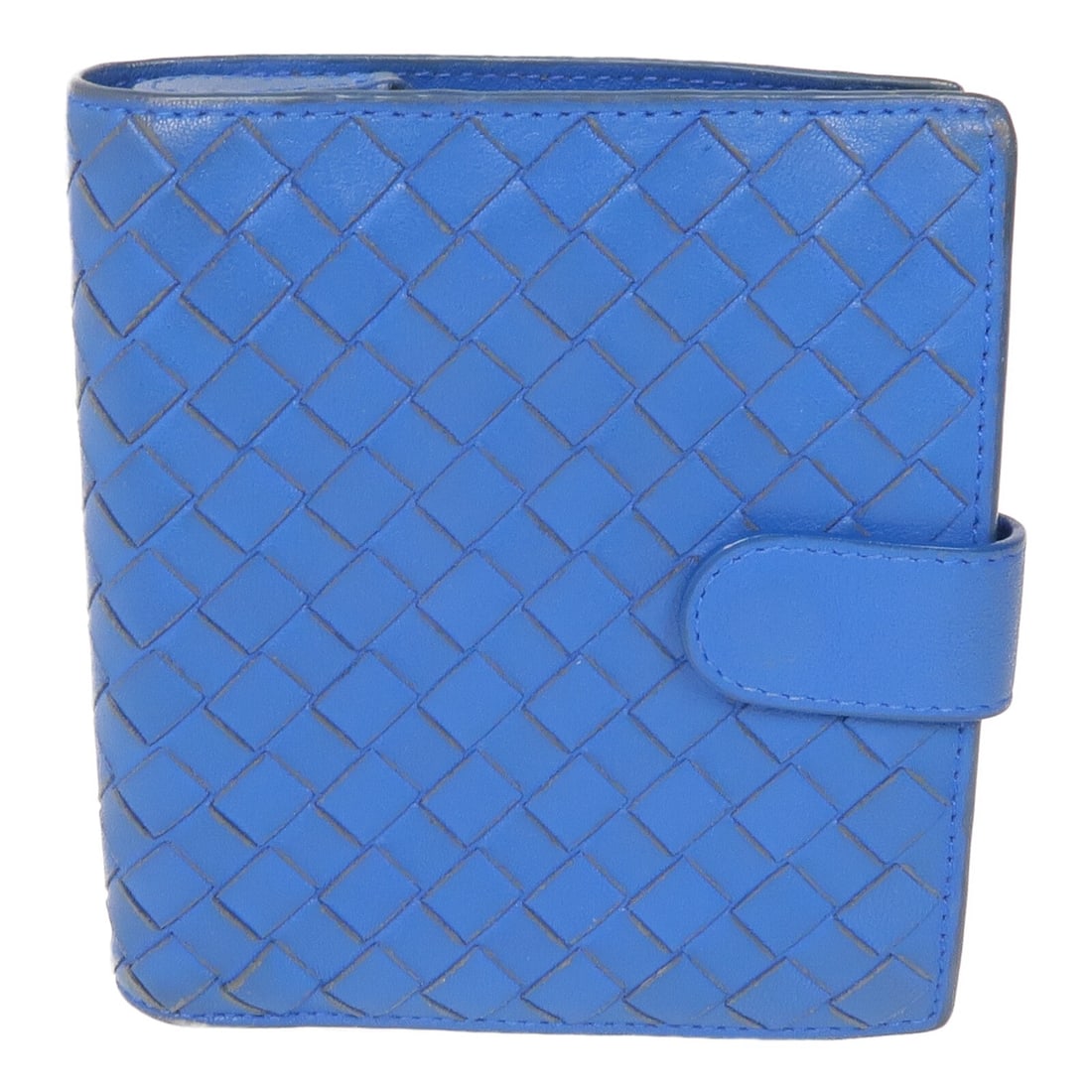 BOTTEGA VENETA Intrecciato Leather Bi-Fold Wallet Blue Made in Italy (1 of 18)