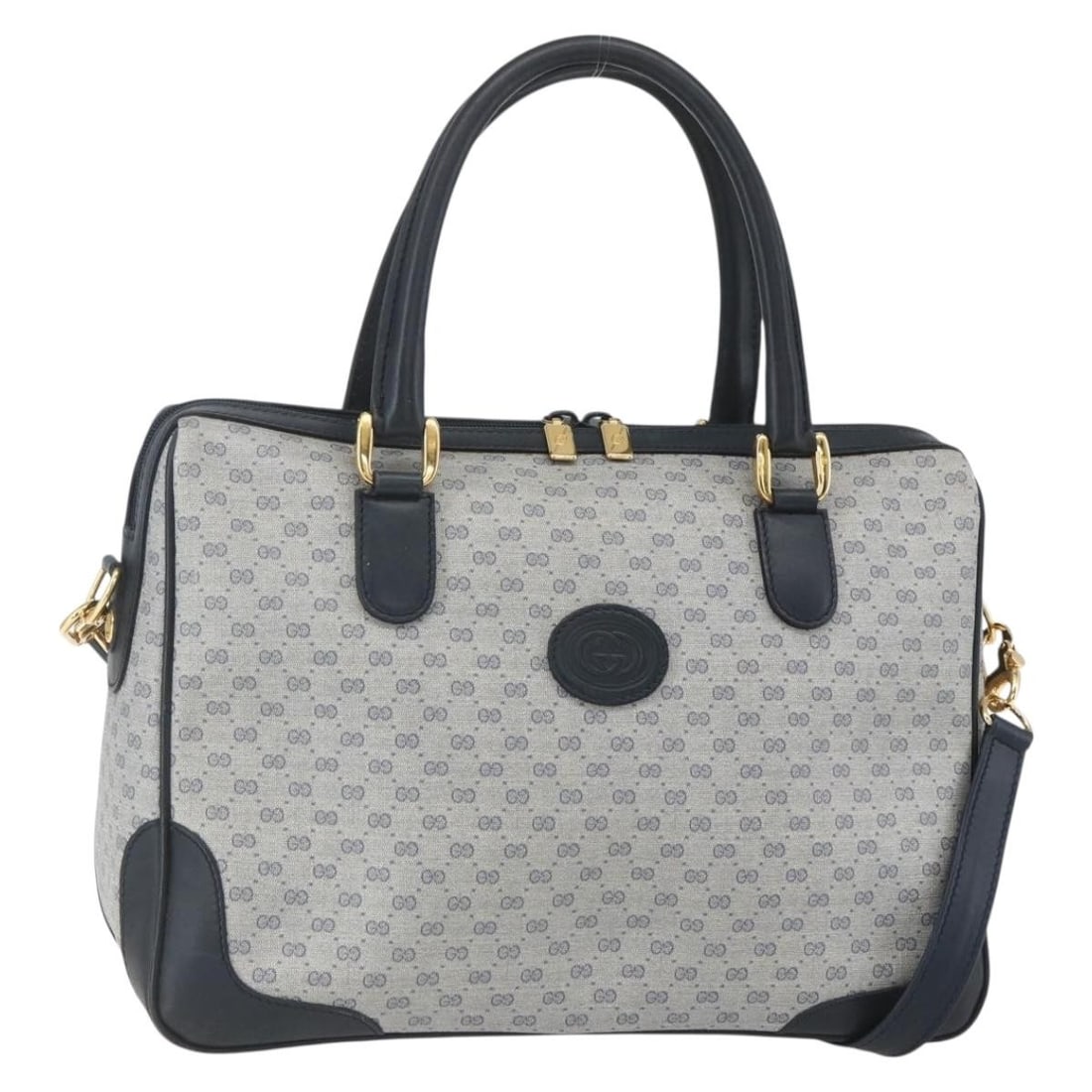 GUCCI Micro GG Supreme PVC Hand Bag Navy Gold 002 122 0033 Auth: GUCCI Micro GG Supreme PVC Hand Bag Navy Gold 002 122 0033 Auth This authentic GUCCI Micro GG Supreme Hand Bag combines elegance and functionality, crafted from durable PVC leather and featuring a cla