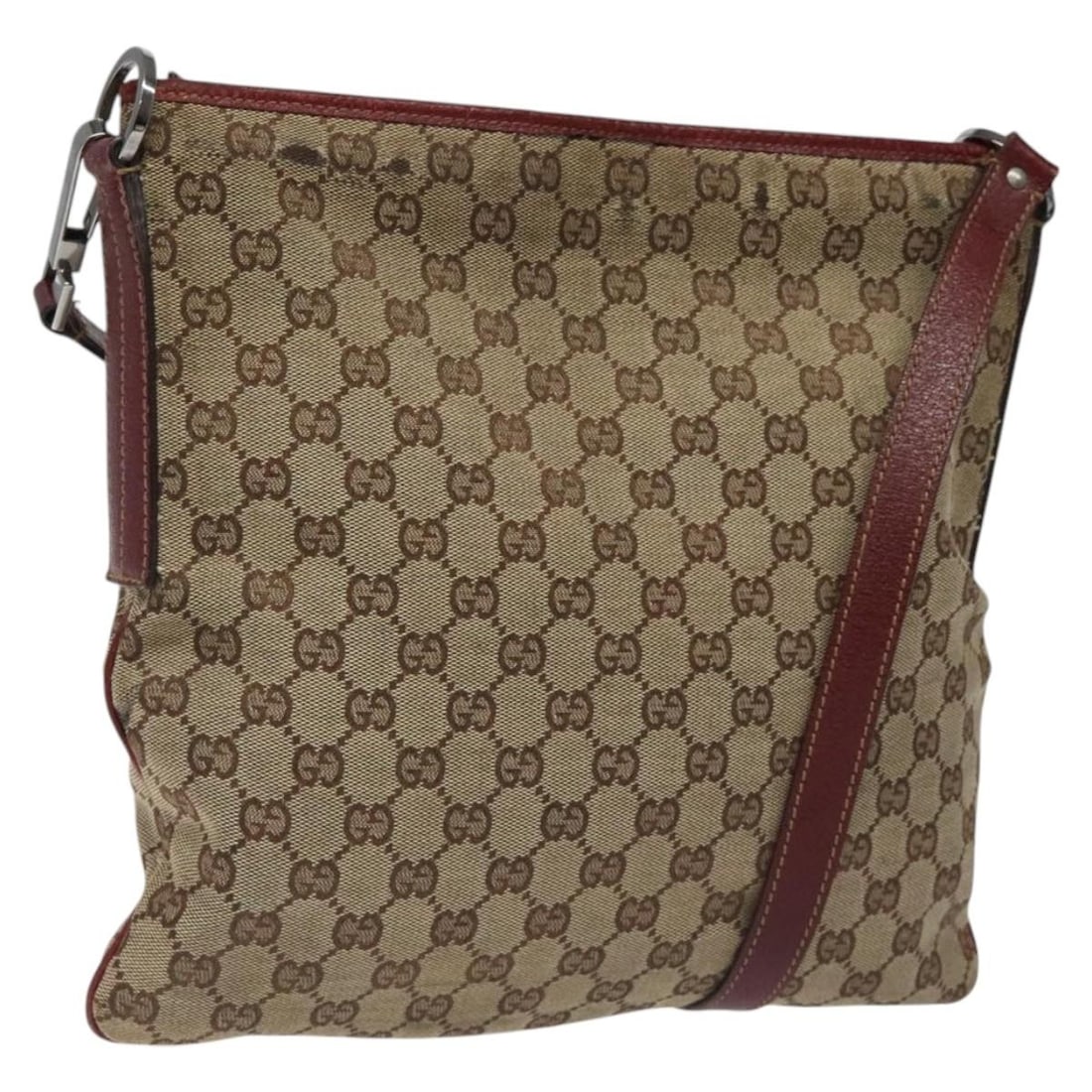 GUCCI 113013 GG Canvas Shoulder Bag Beige Silver Auth: GUCCI 113013 GG Canvas Shoulder Bag Beige Silver Auth This authentic GUCCI GG Canvas Shoulder Bag combines luxurious style with practicality. Crafted in Italy, it features a chic beige and silver desi