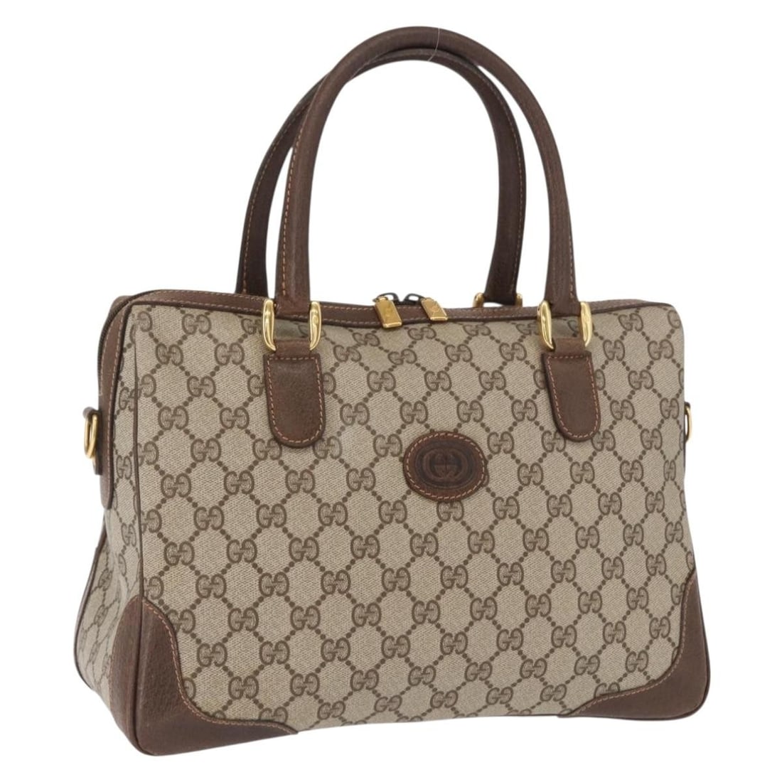 Beige GG Supreme PVC Handbag by Gucci Model 002 123 0033: Beige GG Supreme PVC Handbag by Gucci Model 002 123 0033 This GUCCI GG Supreme handbag features a beige and gold color scheme with a combination of PVC leather and GG canvas materials. Made in Italy,