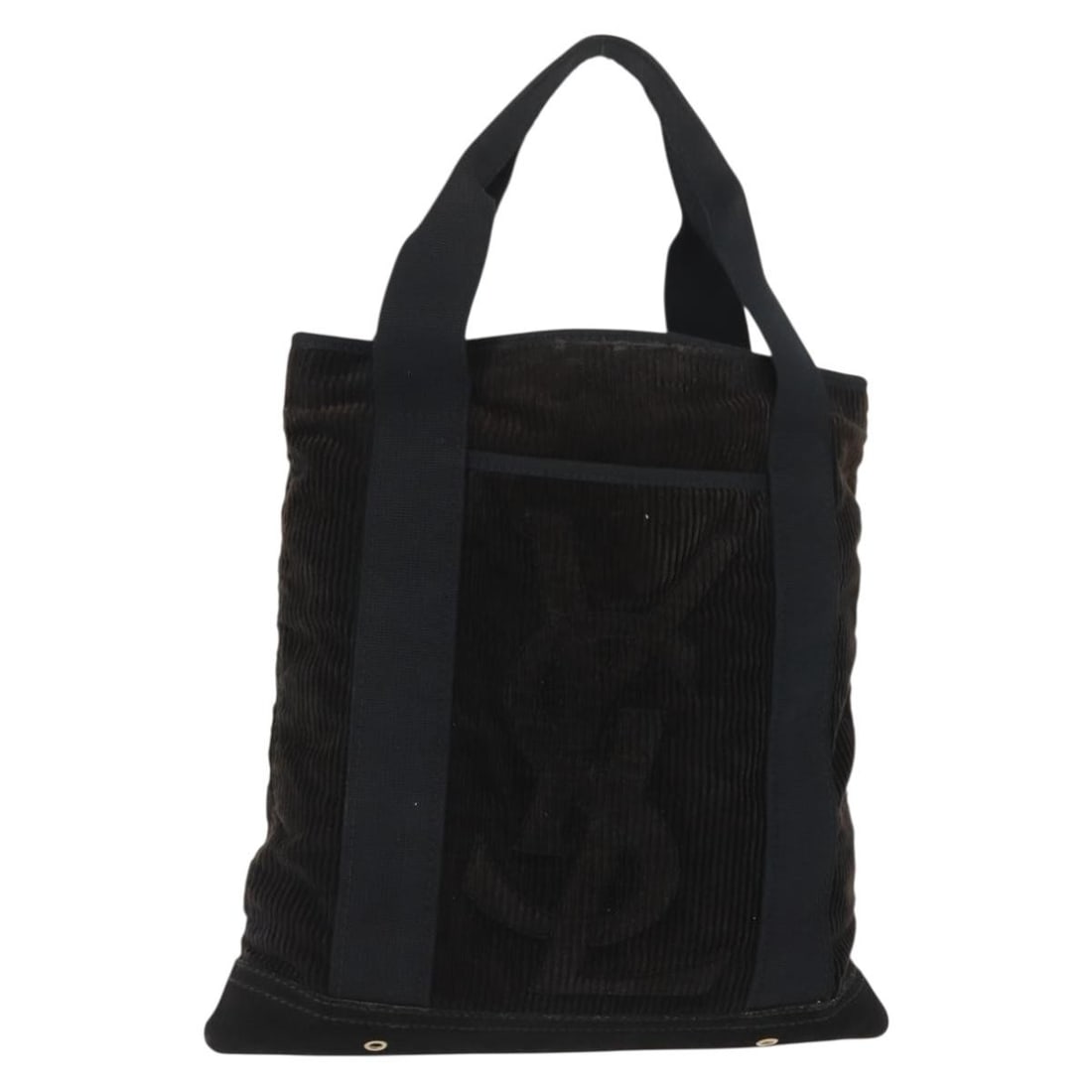 SAINT LAURENT Navy Gold Corduroy Tote Bag Auth 148884 Italy (1 of 18)