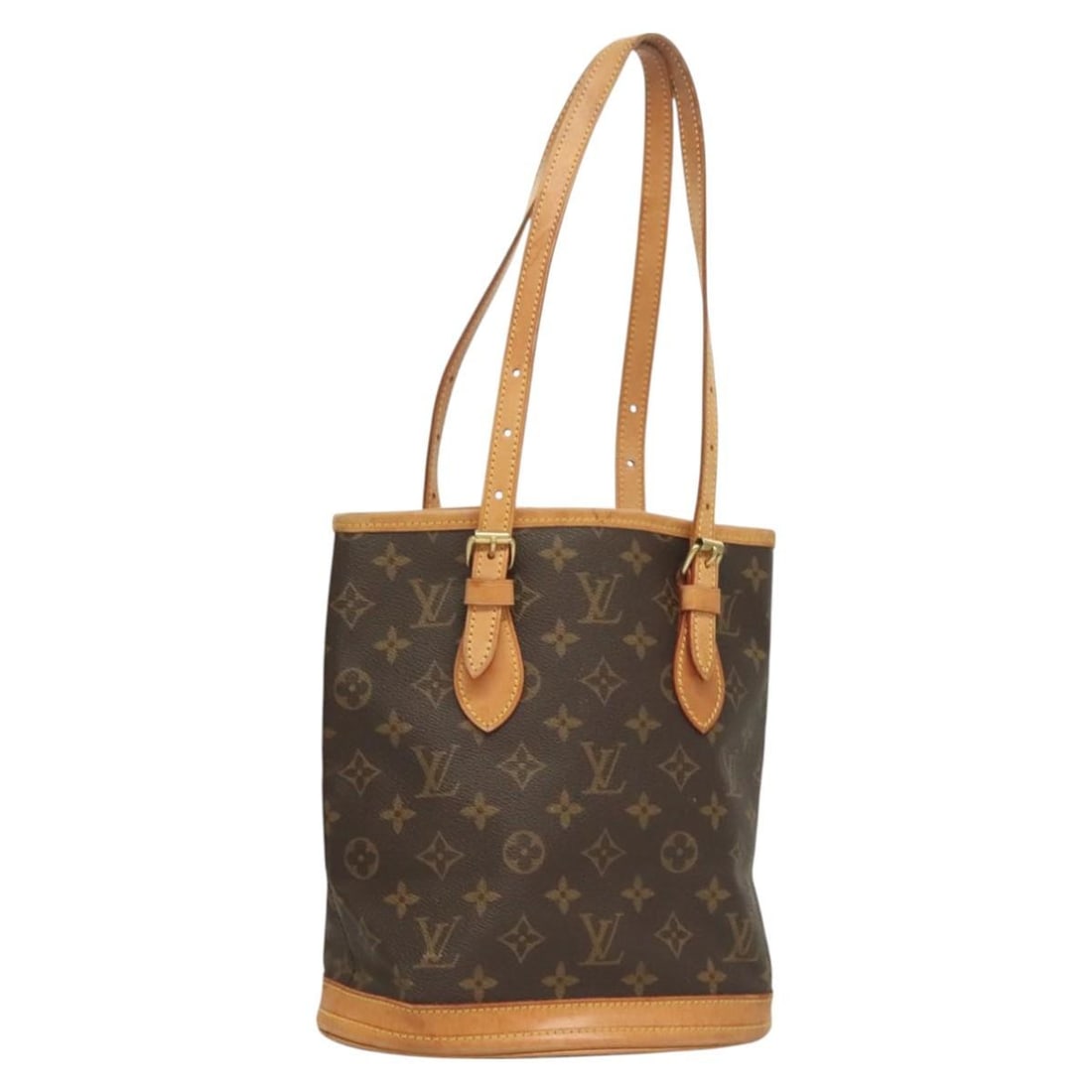 Louis Vuitton Bucket PM Monogram Canvas Shoulder Bag M42238 France: Louis Vuitton Bucket PM Monogram Canvas Shoulder Bag M42238 France This Louis Vuitton Monogram Bucket PM shoulder bag is crafted from signature Monogram canvas and features a classic bucket silhouette