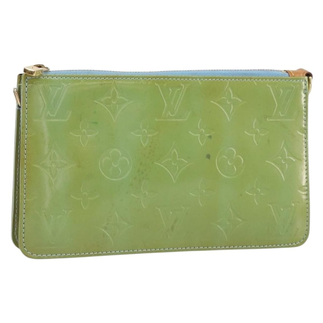Louis Vuitton Monogram Vernis Baby Blue Lexington Patent Leather Pouch M91011: Louis Vuitton Monogram Vernis Baby Blue Lexington Patent Leather Pouch M91011 This is a Louis Vuitton Monogram Vernis Lexington accessory pouch in baby blue patent leather. The pouch is crafted in Fra
