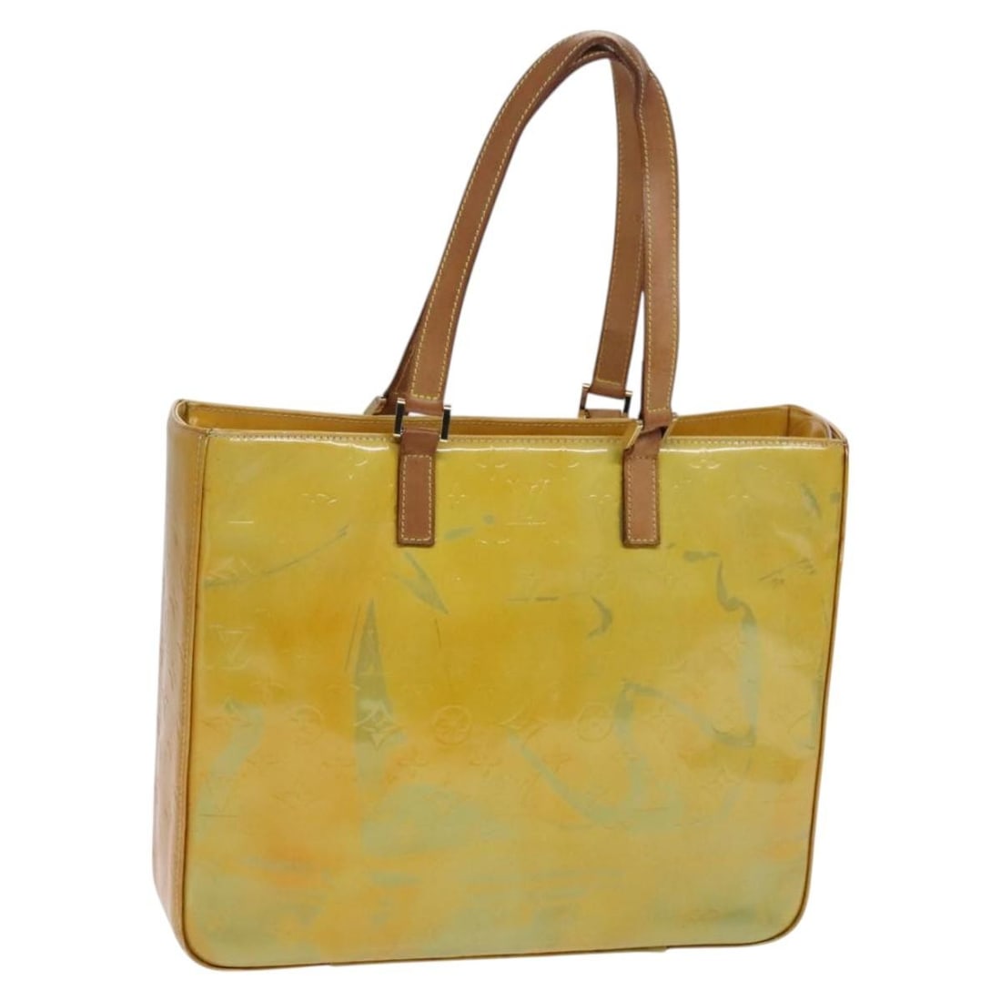 LOUIS VUITTON Monogram Vernis Columbus Tote Bag Gris M91028 Authentic: LOUIS VUITTON Monogram Vernis Columbus Tote Bag Gris M91028 Authentic This Louis Vuitton Monogram Vernis Columbus Tote Bag in Gris is a stylish accessory crafted from high-quality patent leather. It f