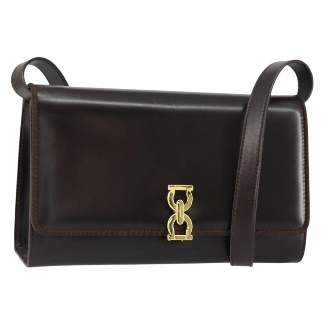Salvatore Ferragamo Gancini Shoulder Bag Leather Dark Brown Gold Auth BA214781: Salvatore Ferragamo Gancini Shoulder Bag Leather Dark Brown Gold Auth BA214781 This stylish Salvatore Ferragamo Gancini Shoulder Bag combines elegance with functionality. Crafted in Italy from high-qu