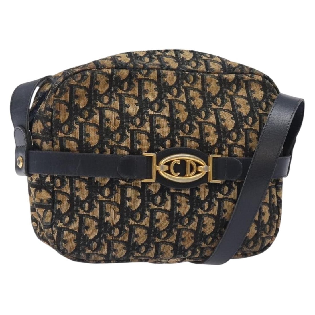 Christian Dior Trotter Canvas Shoulder Bag Navy Gold Made in France: Christian Dior Trotter Canvas Shoulder Bag Navy Gold Made in France This stylish shoulder bag from Christian Dior is crafted from durable Trotter Canvas in a striking navy and gold color scheme. Desig