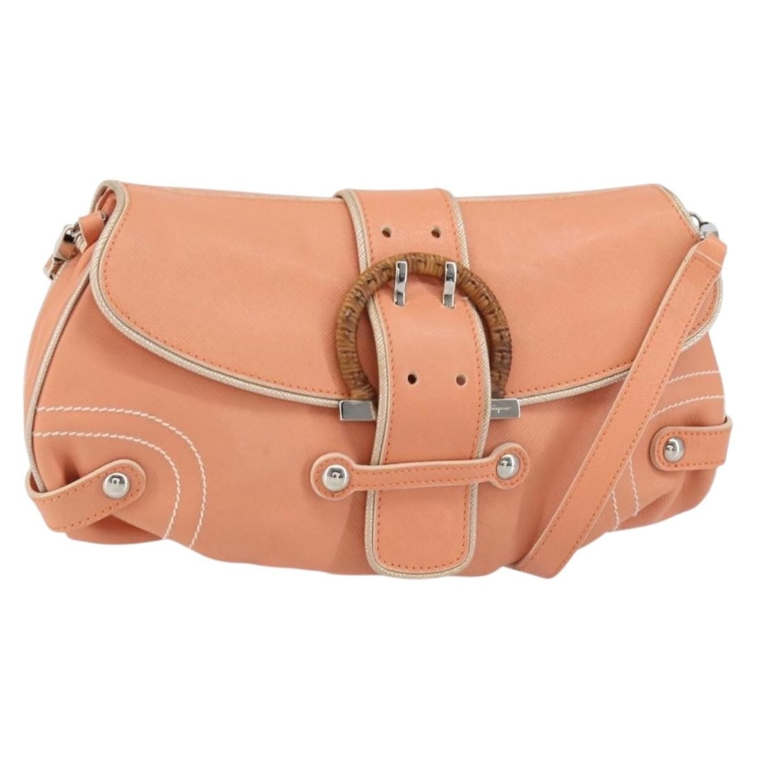 Salvatore Ferragamo Pink Leather Shoulder Bag Italy Auth 156320 (1 of 18)