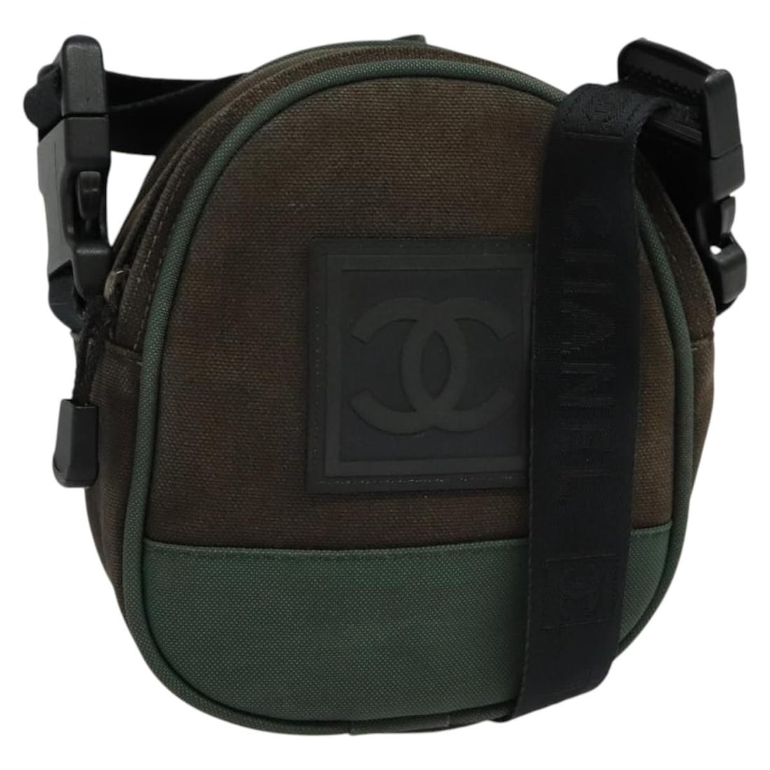 Brown Canvas Chanel Coco Mark Sports Line Shoulder Bag with CC Logo: Brown Canvas Chanel Coco Mark Sports Line Shoulder Bag with CC Logo This CHANEL COCO Mark Sports Line shoulder bag features a brown canvas exterior and adjustable shoulder strap, designed for both sty