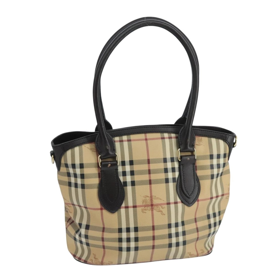 Burberry Nova Check Beige PVC Leather Hand Bag Made in Italy: Burberry Nova Check Beige PVC Leather Hand Bag Made in Italy This Burberry Nova Check Hand Bag is a stylish accessory crafted from durable PVC leather in a classic beige color. The bag measures approx