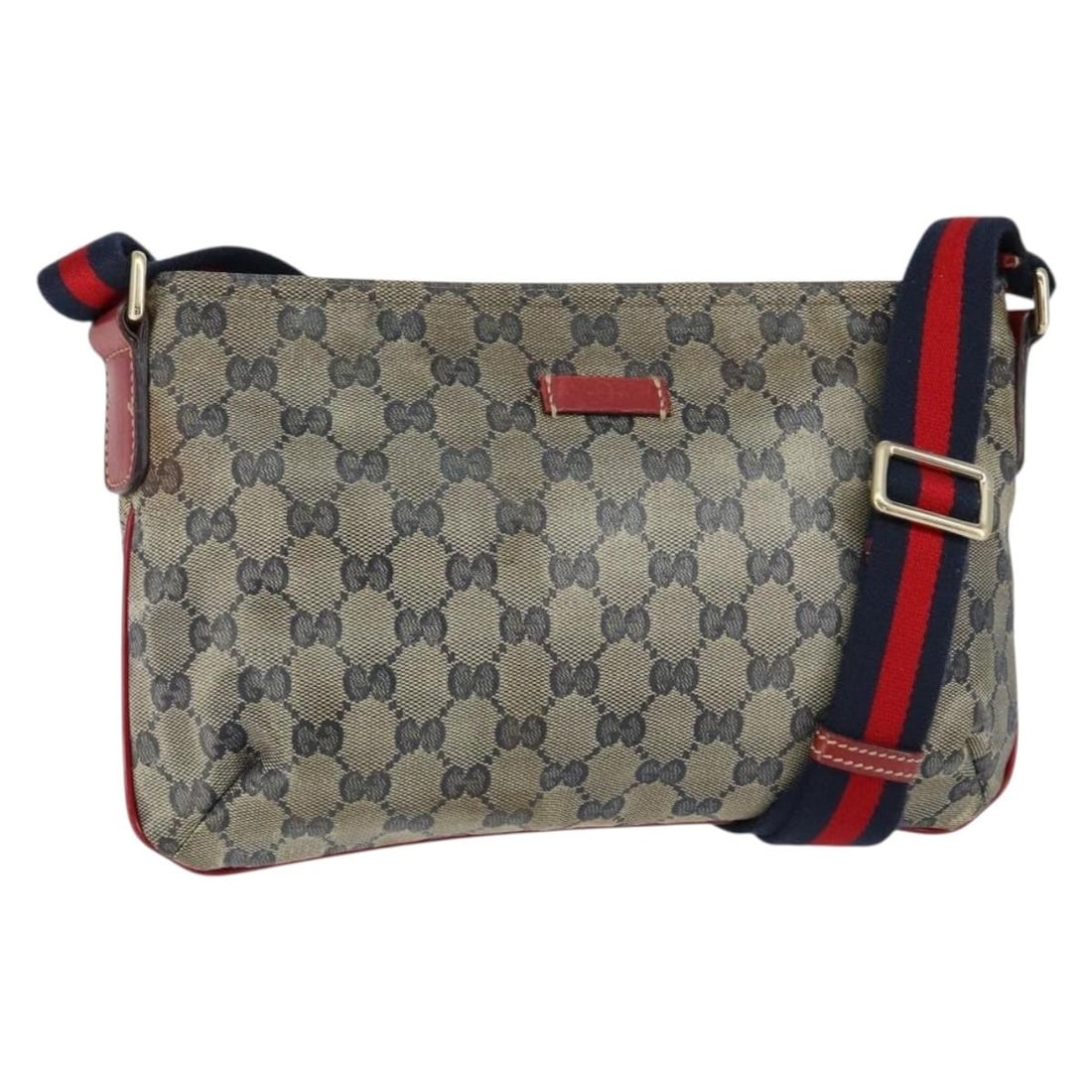 GUCCI GG Canvas Sherry Line Shoulder Bag Navy Gold 189749 Authentic: GUCCI GG Canvas Sherry Line Shoulder Bag Navy Gold 189749 Authentic Introducing the GUCCI GG Canvas Sherry Line Shoulder Bag, a sophisticated accessory crafted in Italy. This stylish shoulder bag feat