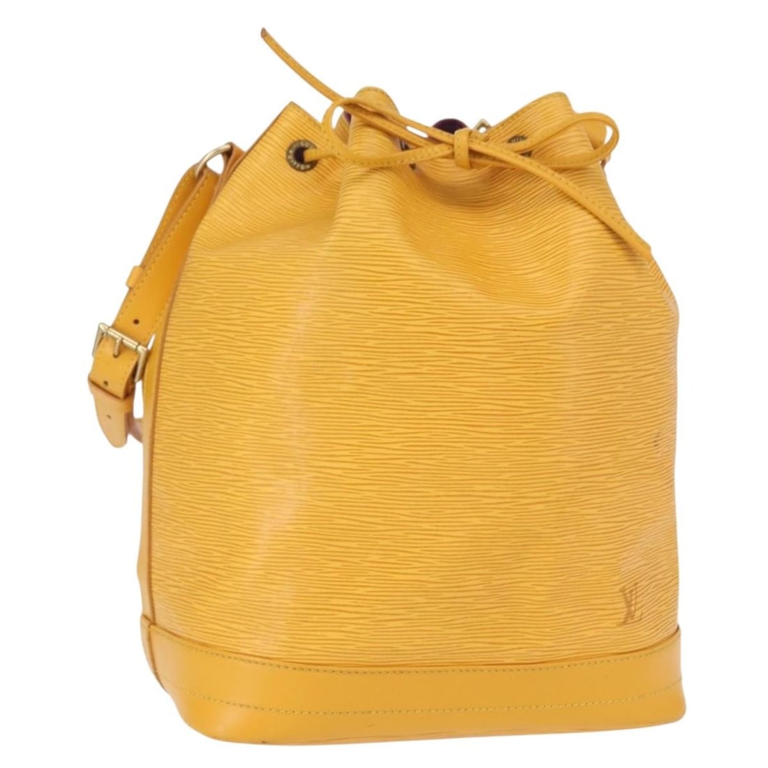Louis Vuitton Noe Epi Leather Shoulder Bag Tassili Yellow M44009 France: Louis Vuitton Noe Epi Leather Shoulder Bag Tassili Yellow M44009 France This Louis Vuitton Epi Noe Shoulder Bag in Tassili Yellow features Epi leather construction and a classic bucket silhouette. Mad