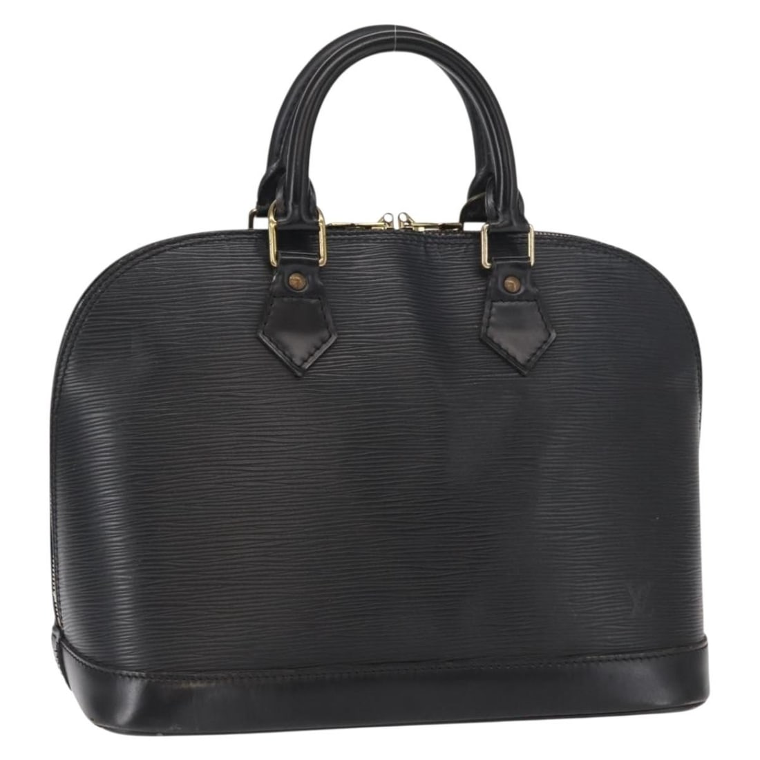 Black Epi Leather Alma Handbag by Louis Vuitton M52142 France: Black Epi Leather Alma Handbag by Louis Vuitton M52142 France This Louis Vuitton Alma handbag is crafted from durable black Epi leather and features a structured silhouette. The bag includes dual top