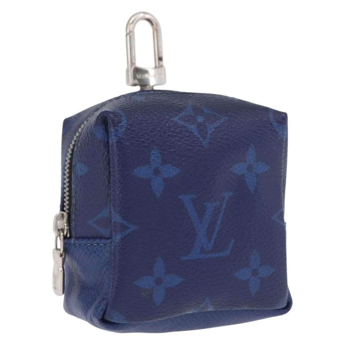 Louis Vuitton Blue Taigarama Monogram Porte Cles Leather Pouch M69309: Louis Vuitton Blue Taigarama Monogram Porte Cles Leather Pouch M69309 This Louis Vuitton Monogram Taigarama Porte Cles pouch in blue features durable Taiga leather construction. The pouch is compact a