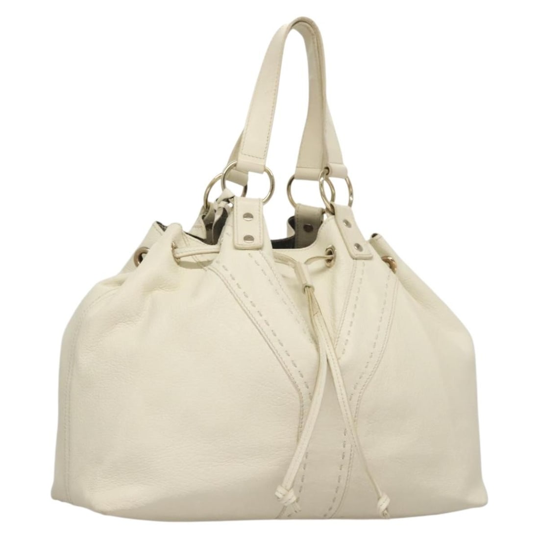 SAINT LAURENT Reversible Leather Tote Bag White Gold 168484 Auth Italy: SAINT LAURENT Reversible Leather Tote Bag White Gold 168484 Auth Italy Elevate your style with this SAINT LAURENT reversible tote bag, expertly crafted from high-quality leather in a chic white and go