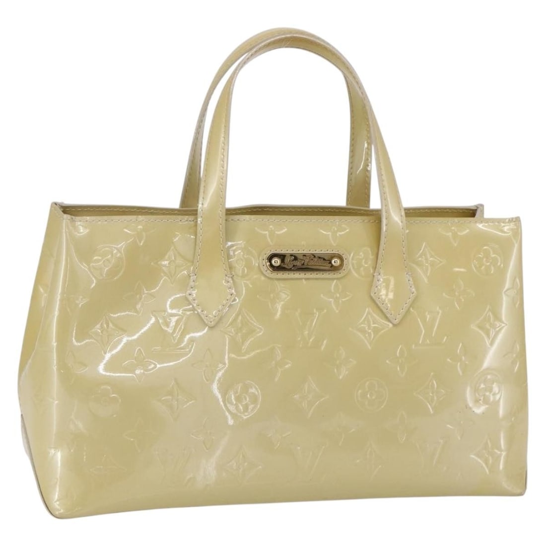 LOUIS VUITTON Monogram Vernis Wilshire PM Hand Bag Broncorail M91452 Auth: LOUIS VUITTON Monogram Vernis Wilshire PM Hand Bag Broncorail M91452 Auth This LOUIS VUITTON Monogram Vernis Wilshire PM Hand Bag is a stylish accessory crafted from high-quality patent leather in an