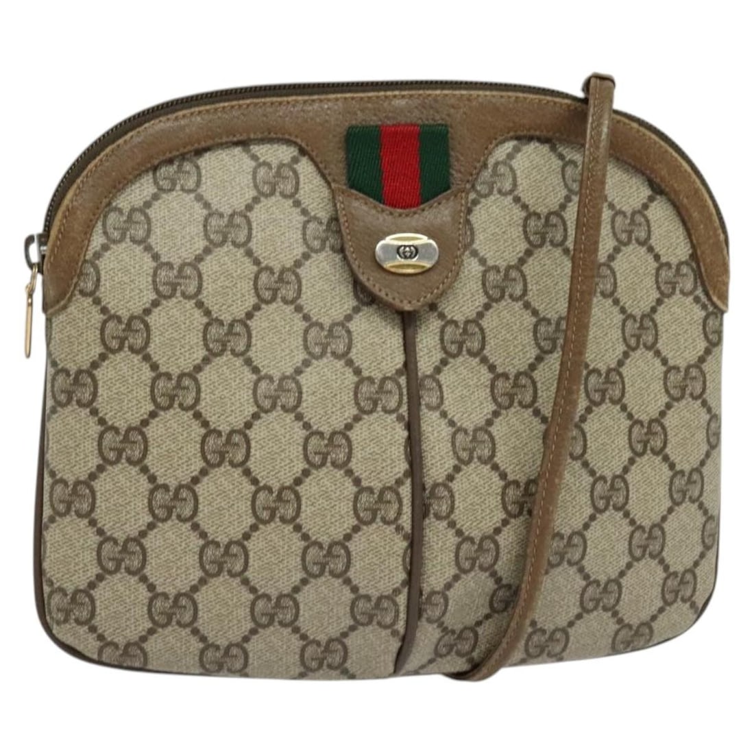 GUCCI GG Supreme Web Sherry Line Beige Shoulder Bag PVC BA4583 Italy: GUCCI GG Supreme Web Sherry Line Beige Shoulder Bag PVC BA4583 Italy This authentic GUCCI GG Supreme Web Sherry Line Shoulder Bag is crafted from durable PVC leather with a classic beige exterior. Its
