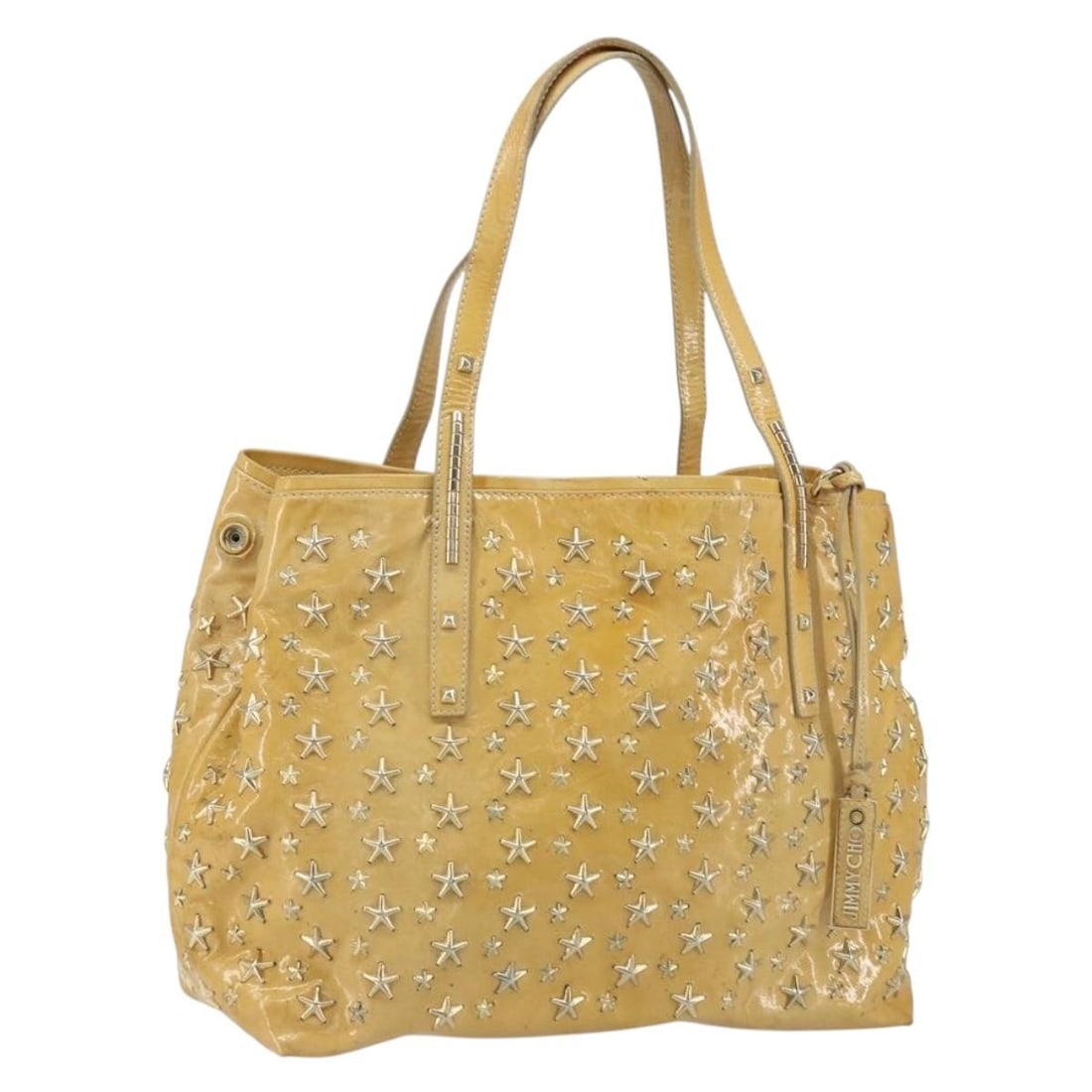 Jimmy Choo Yellow Gold Enamel Studs Tote Bag Italy: Jimmy Choo Yellow Gold Enamel Studs Tote Bag Italy This stylish Jimmy Choo Tote Bag combines luxurious enamel with a striking yellow and gold color palette, making it a standout accessory for any fash