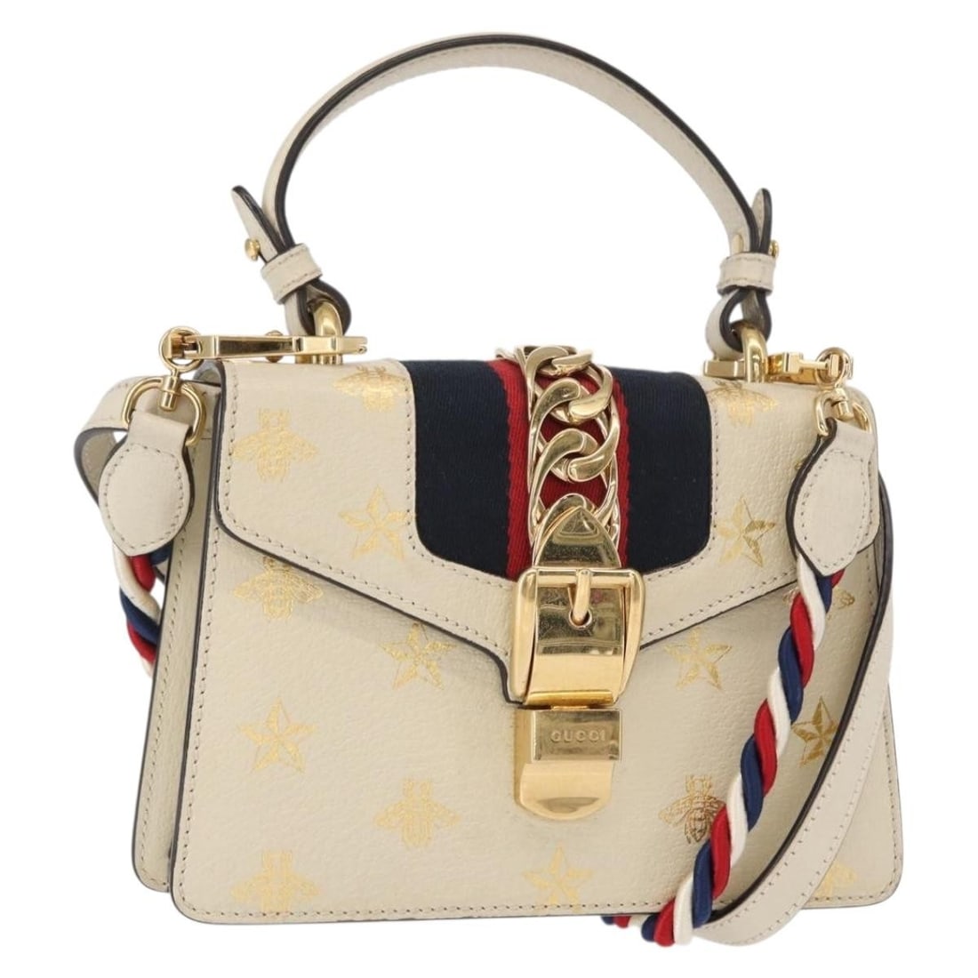 GUCCI Silvi Sherry Line Beige Gold Leather 2way Hand Bag Auth: GUCCI Silvi Sherry Line Beige Gold Leather 2way Hand Bag Auth Elevate your style with this exquisite GUCCI Silvi Sherry Line Hand Bag, crafted from high-quality leather in a sophisticated beige and go