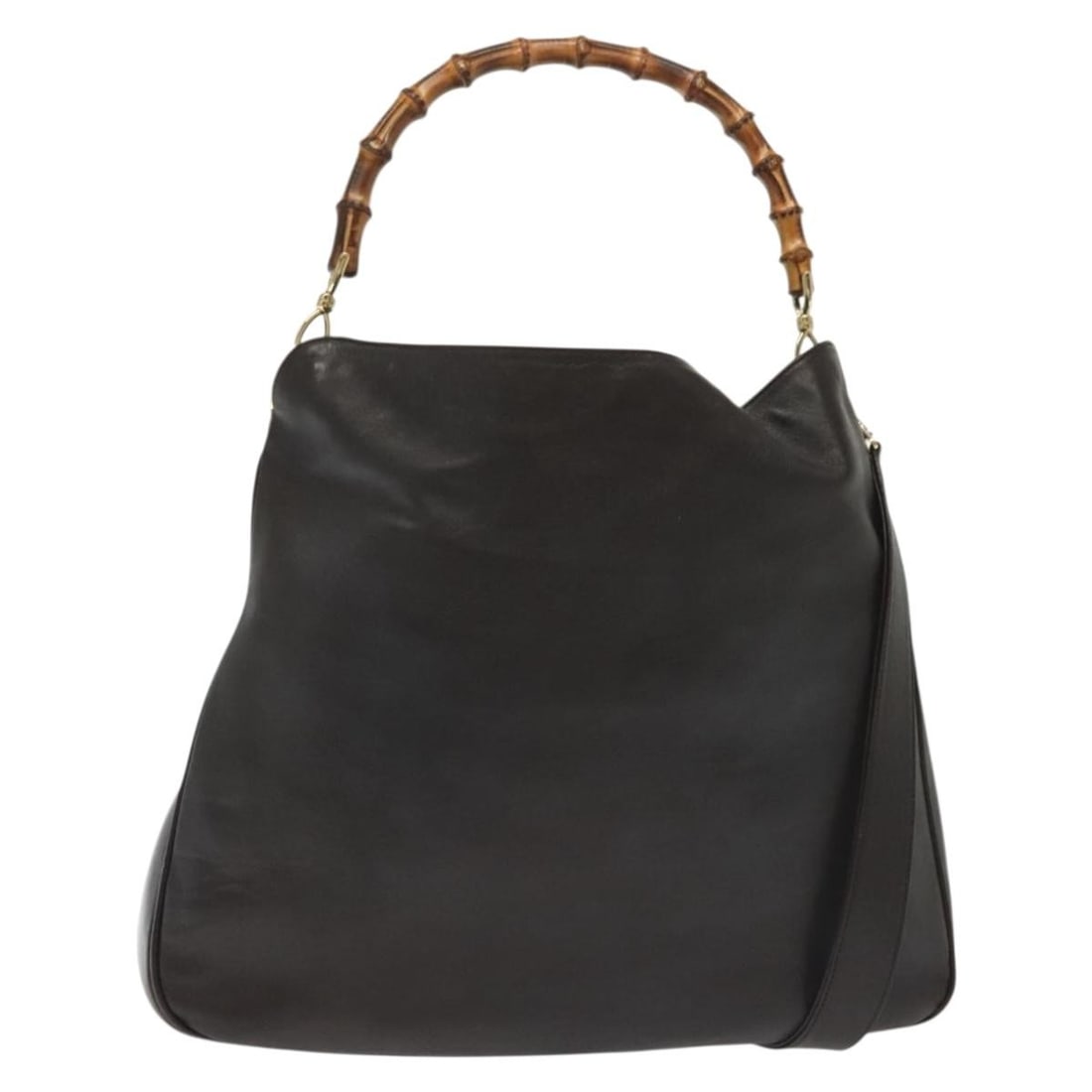 GUCCI Bamboo Leather Hand Bag Black Gold 001 1577 Made in Italy: GUCCI Bamboo Leather Hand Bag Black Gold 001 1577 Made in Italy This GUCCI Bamboo Hand Bag combines elegance and functionality, featuring a striking black leather exterior with gold accents. The spaci
