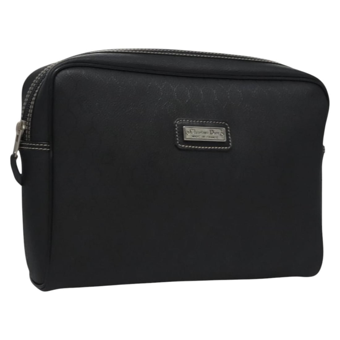 Christian Dior Black Silver Honeycomb Canvas Clutch Bag PVC Leather Auth (1 of 16)