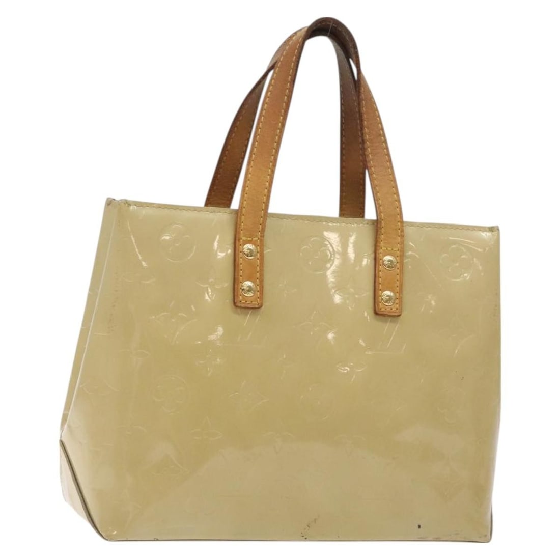 LOUIS VUITTON Monogram Vernis Reade PM Hand Bag Beige M91334 Auth France: LOUIS VUITTON Monogram Vernis Reade PM Hand Bag Beige M91334 Auth France This exquisite LOUIS VUITTON Monogram Vernis Reade PM Hand Bag in a stunning beige hue is a sophisticated addition to any colle