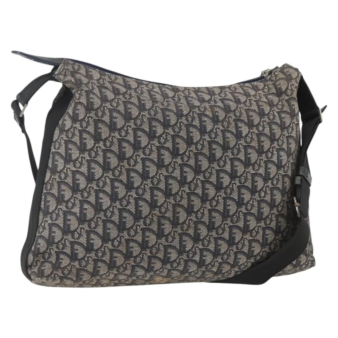 Navy Trotter Canvas Christian Dior Shoulder Bag Silver Accents: Navy Trotter Canvas Christian Dior Shoulder Bag Silver Accents This Christian Dior Trotter Canvas Shoulder Bag features the iconic navy and silver Trotter canvas design. Crafted in Italy, the bag offe