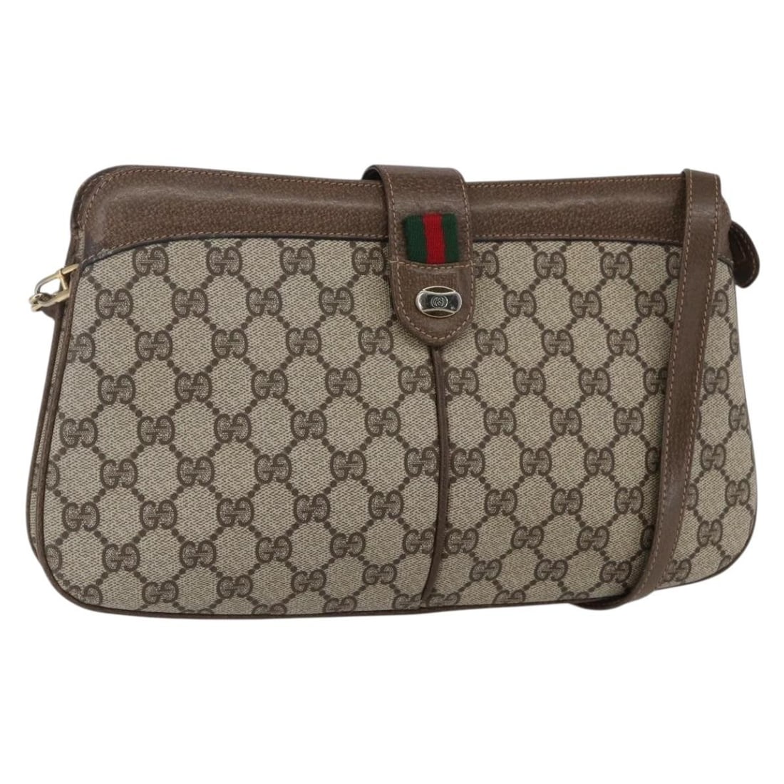 GUCCI GG Supreme Sherry Line Shoulder Bag Beige Gold Red PVC 904 02 043 Auth: GUCCI GG Supreme Sherry Line Shoulder Bag Beige Gold Red PVC 904 02 043 Auth This stunning GUCCI GG Supreme Web Sherry Line Shoulder Bag is crafted from durable PVC leather, showcasing a stylish blend