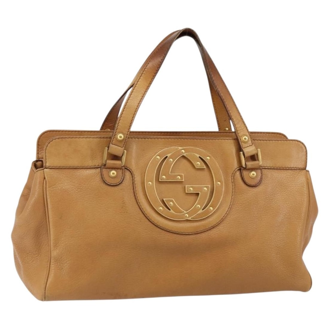 GUCCI 121551 Beige Gold Leather Hand Bag Auth Italy (1 of 18)