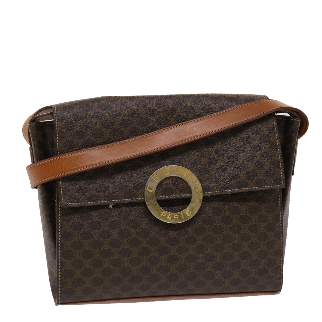 CELINE Macadam Canvas Brown Shoulder Bag PVC Leather Made in Italy (1 of 18)