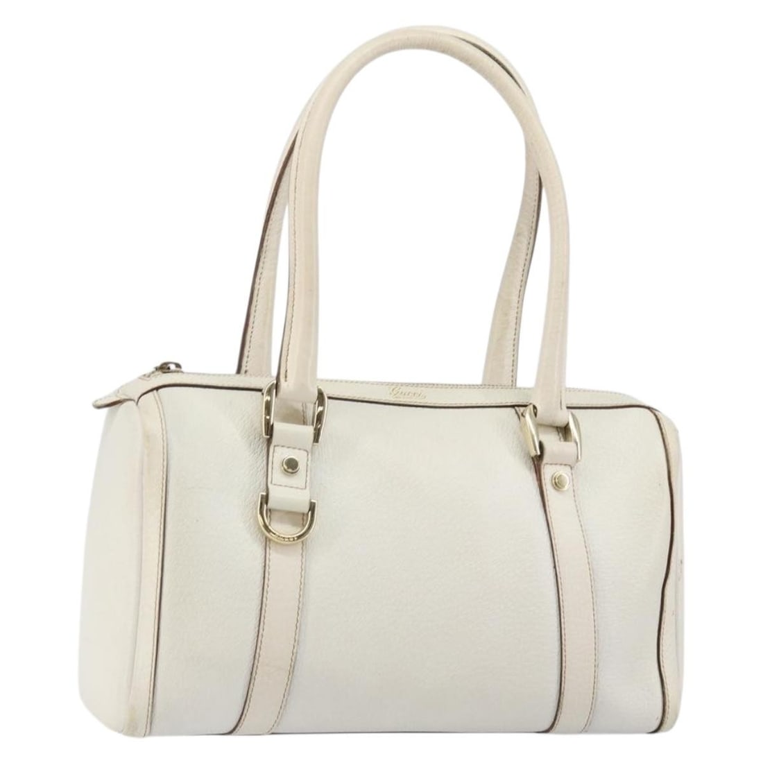 GUCCI Abby Mini Boston Bag Leather White Gold 130942 Made in Italy (1 of 18)