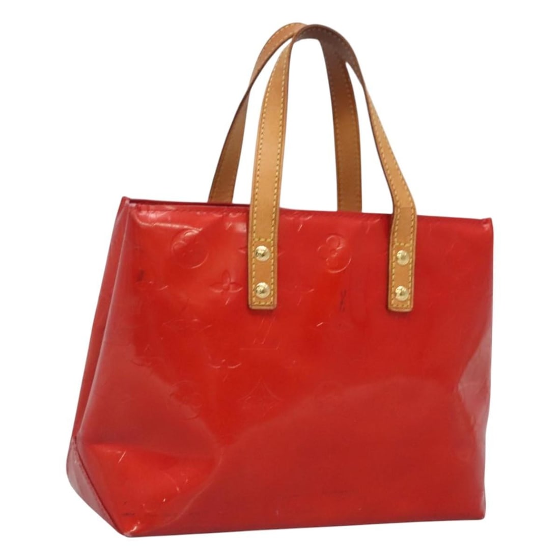 LOUIS VUITTON Monogram Vernis Reade PM Hand Bag Red M91088 Auth (1 of 18)