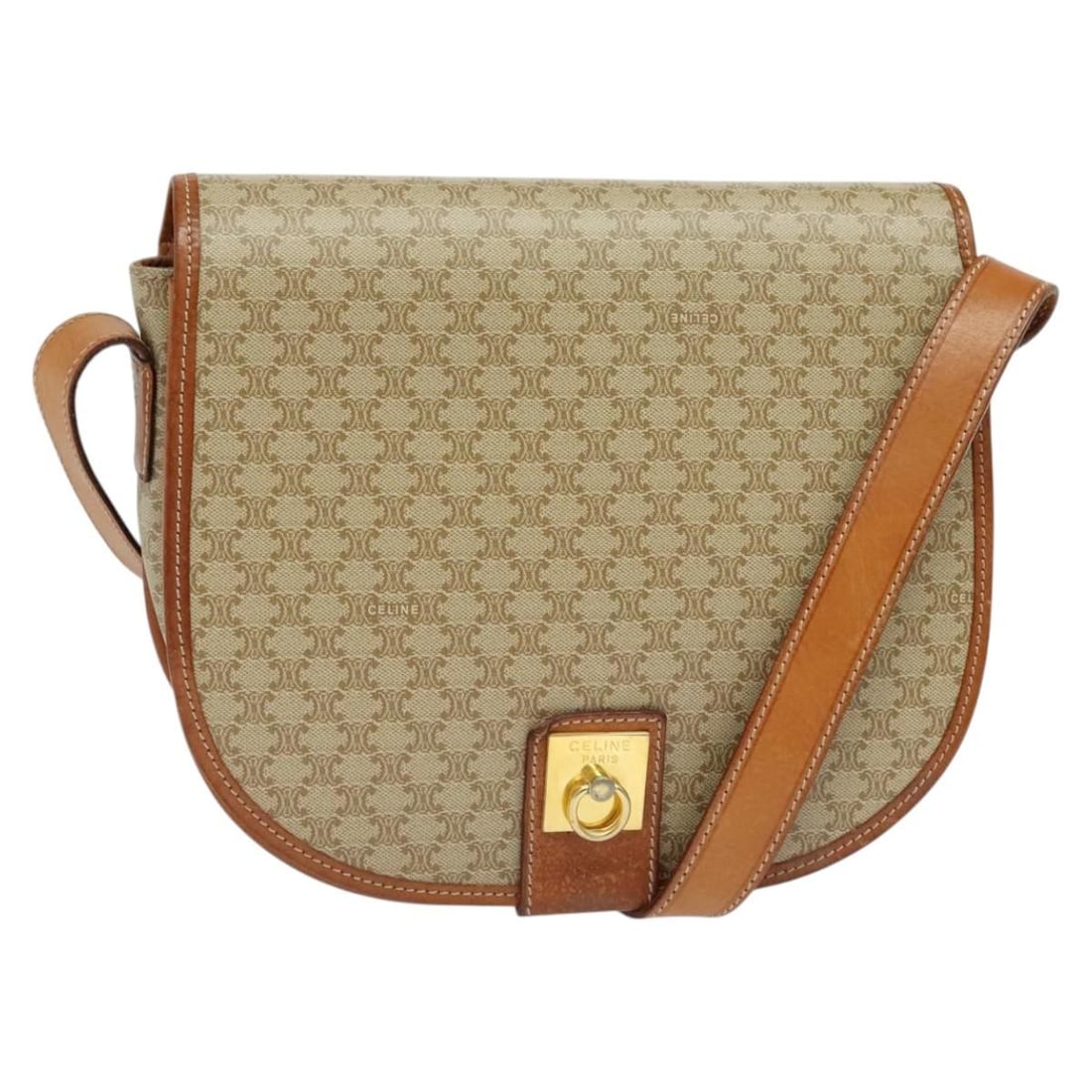 CELINE Beige Gold PVC Shoulder Bag Italy Auth SW676: CELINE Beige Gold PVC Shoulder Bag Italy Auth SW676 Discover the elegance of this CELINE Shoulder Bag, crafted from durable PVC leather in a sophisticated beige and gold color combination. This stylis