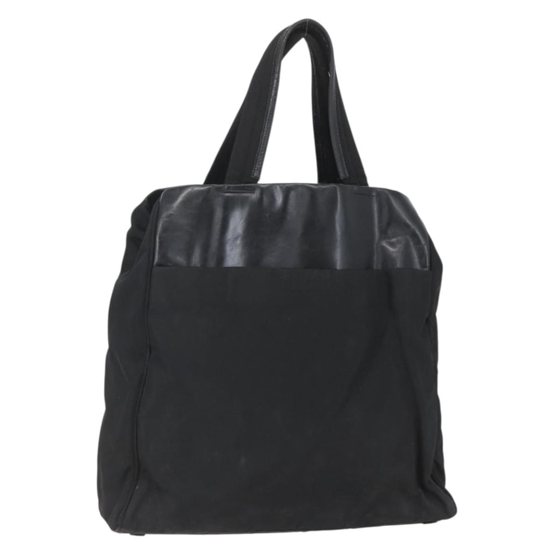PRADA Black Nylon Tote Bag with Guarantee Card Auth 156859: PRADA Black Nylon Tote Bag with Guarantee Card Auth 156859 This PRADA Tote Bag is crafted in Italy from durable nylon, featuring a sleek black exterior. The bag's dimensions are approximately 13.8 inc