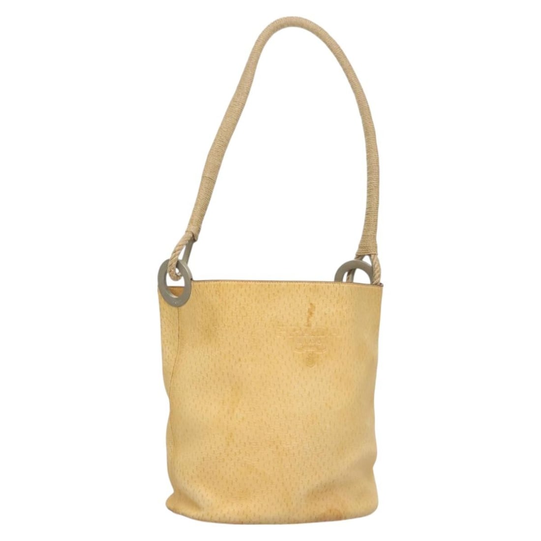 PRADA Beige Leather Shoulder Bag Made in Italy Auth 129420: PRADA Beige Leather Shoulder Bag Made in Italy Auth 129420 This PRADA shoulder bag is a sophisticated addition to any wardrobe. Crafted from high-quality leather in a classic beige hue, it features a