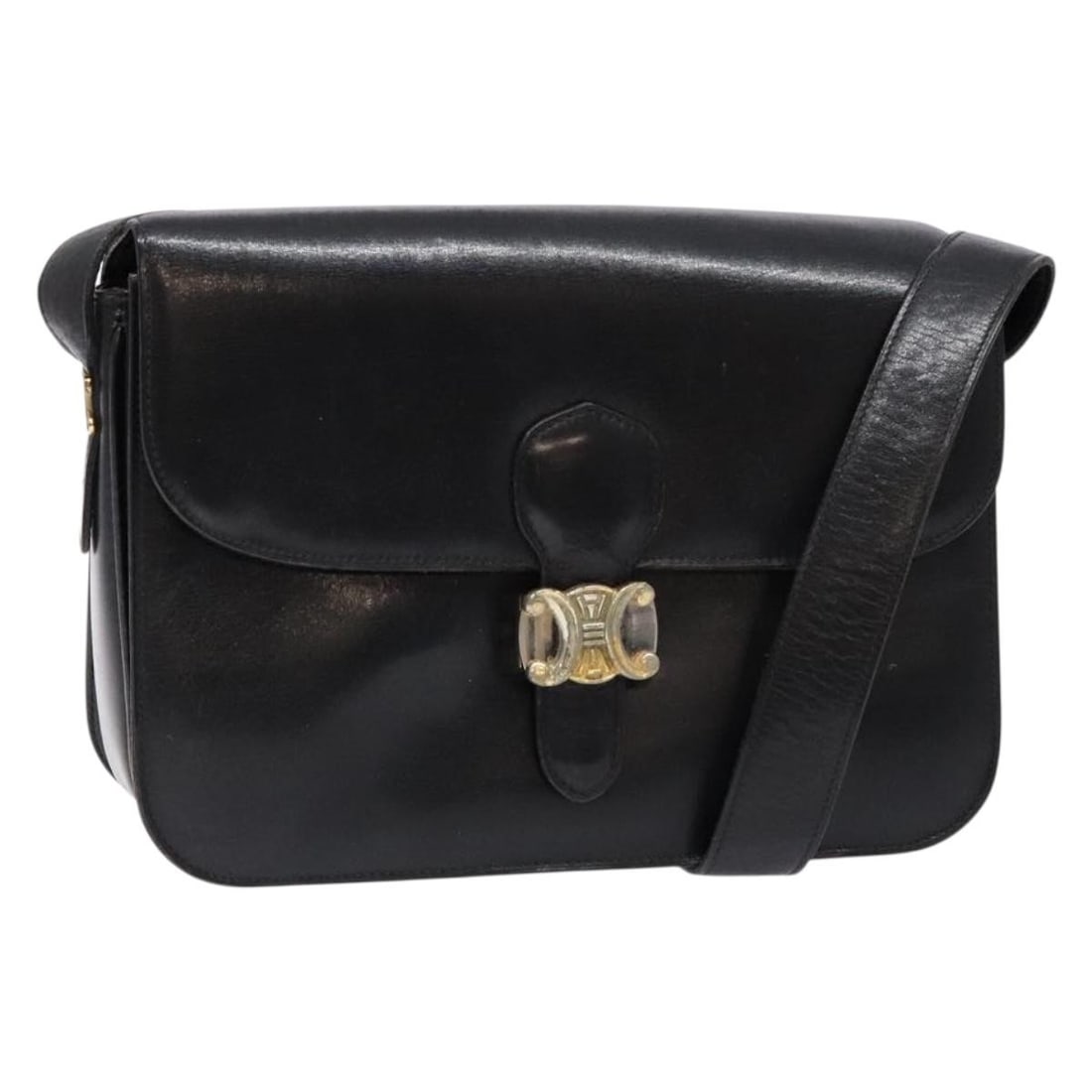 CELINE Black Gold Leather Shoulder Bag Made in Italy: CELINE Black Gold Leather Shoulder Bag Made in Italy Elevate your accessory game with this exquisite CELINE Shoulder Bag, crafted in Italy from high-quality black leather with elegant gold accents. Th