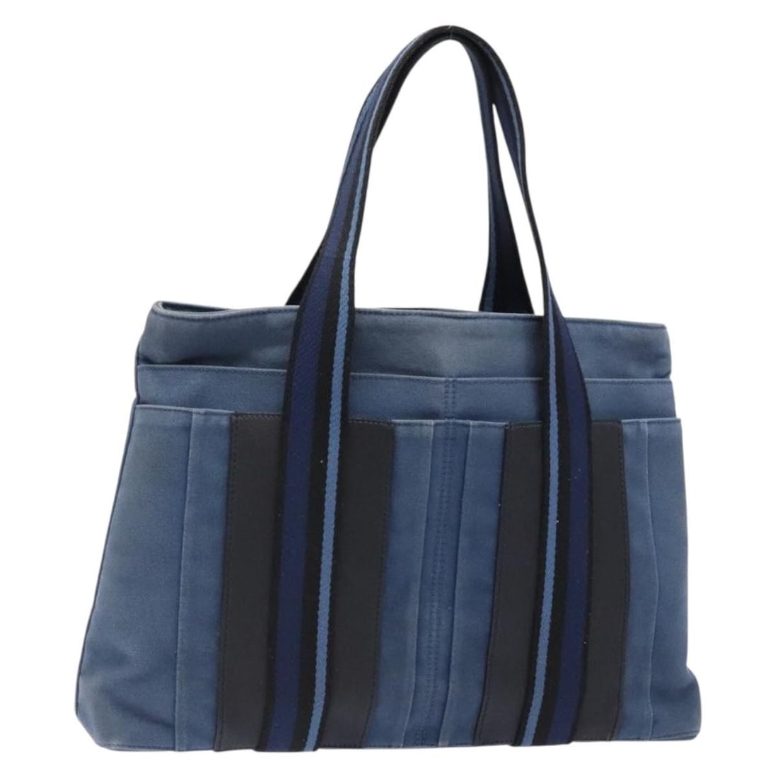 HERMES Trocha Horizontal Zonal MM Blue Silver Canvas Tote Bag Auth (1 of 18)