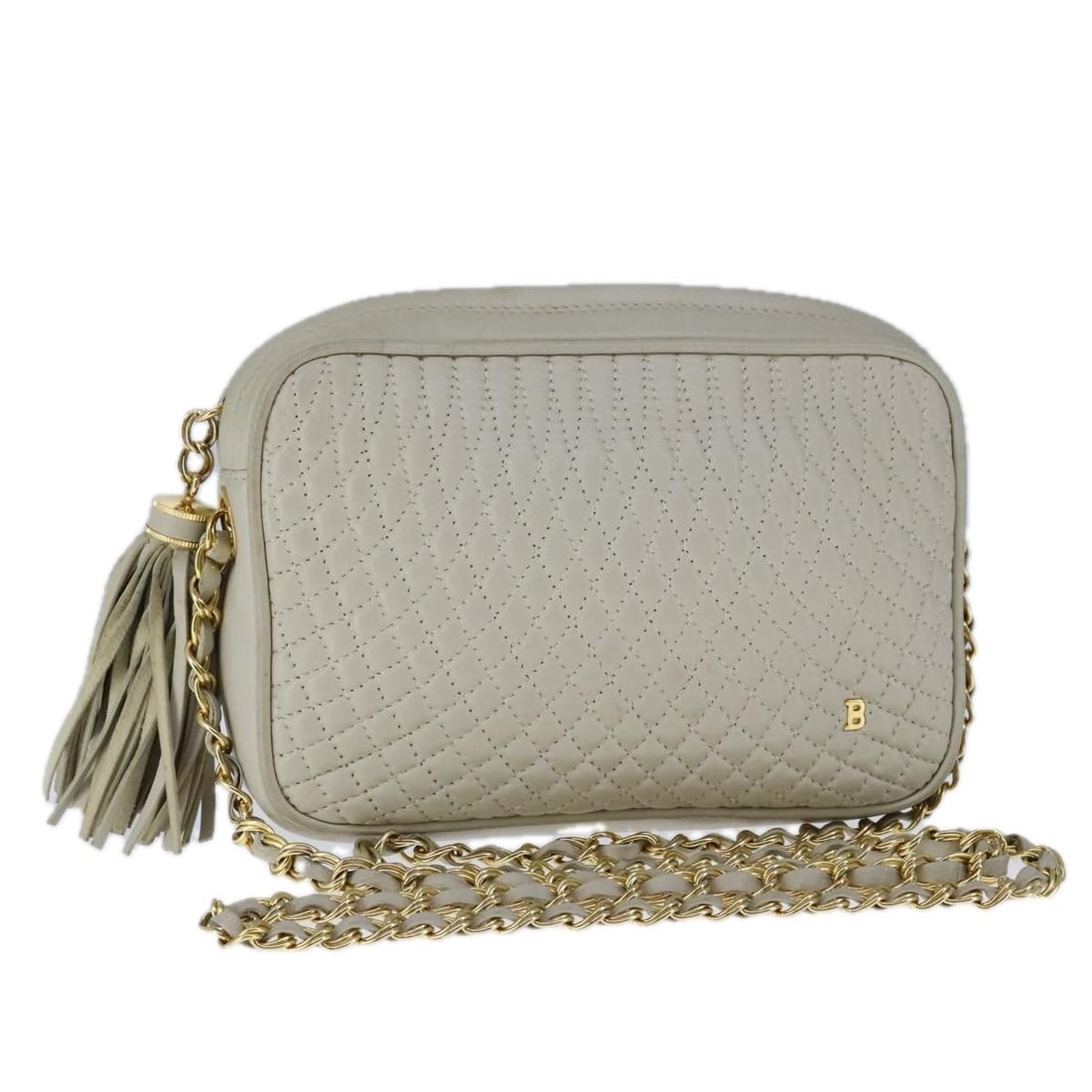 BALLY Chain Quilted Leather Shoulder Bag Beige Gold Made in Italy (1 of 18)